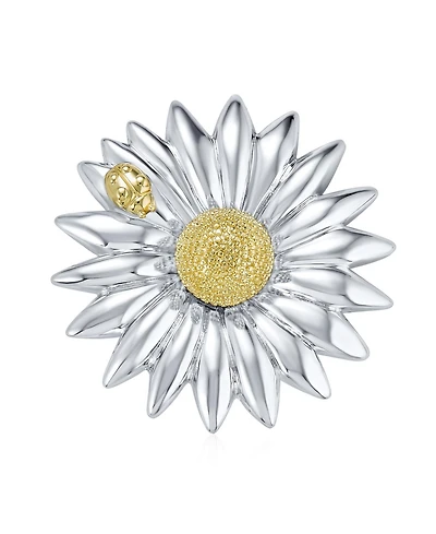 Bling Jewelry Two Tone Brooch Pin Fashion Ladybug Sunflower Daisy Scarf Silver Gold Plated