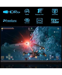 XGaming 27 inch Gaming Monitor, Qhd 2560 1440p, 144Hz/165Hz 99% sRGB, Frameless Ips Screen, 1ms, FreeSync, Hdmi DisplayPort, Monitor with Built-in Spe