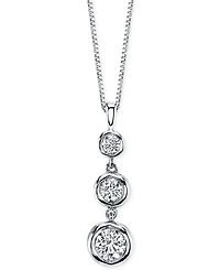 Sirena Diamond Three Stone Drop Pendant Necklace (1/2 ct. t.w.) in 14k Gold or White Gold