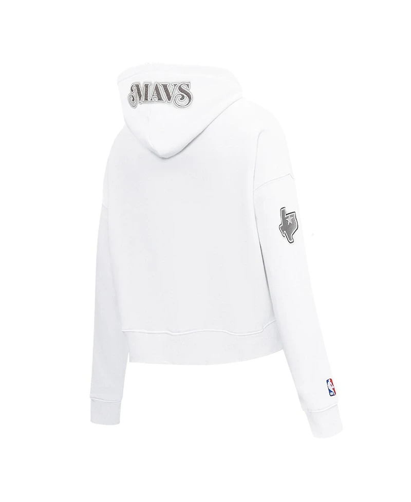 Pro Standard Women's White Dallas Mavericks 2024/25 City Edition Chenille Applique Cropped Pullover Hoodie