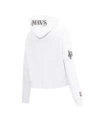 Pro Standard Women's White Dallas Mavericks 2024/25 City Edition Chenille Applique Cropped Pullover Hoodie