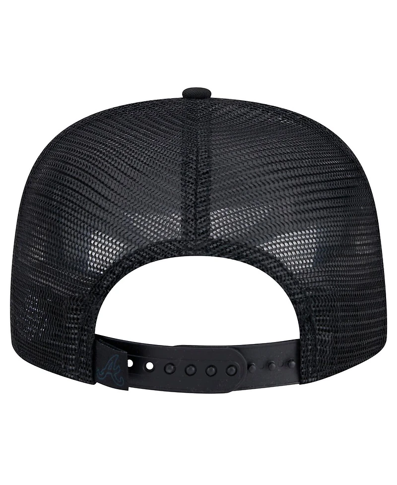 New Era Men's Black Atlanta Braves Score Check A-Frame Trucker 9FIFTY Snapback Hat