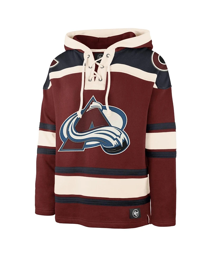 '47 Brand Men's Burgundy Colorado Avalanche Big Tall Superior Lacer Fleece Pullover Hoodie