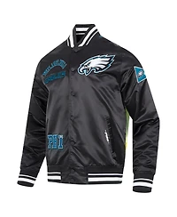 Pro Standard Men's Black Philadelphia Eagles Sublimated Satin Full-Snap Jacket
