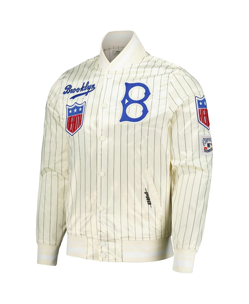 Pro Standard Men's Cream Brooklyn Dodgers Cooperstown Collection Pinstripe Retro Classic Satin Full-Snap Jacket