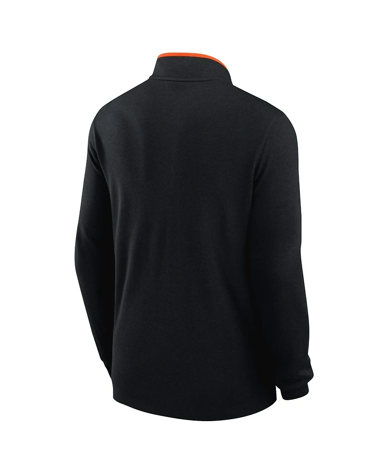 Nike Men's Black Oklahoma State Cowboys Coaches Courtside Basketball Victory Performance Quarter-Zip Sweatshirt
