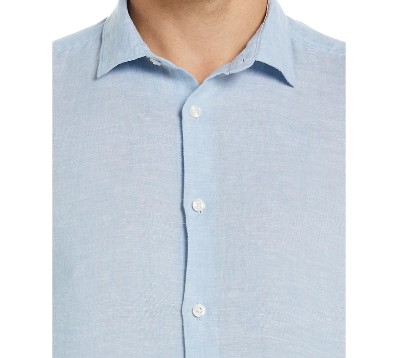 Perry Ellis Men's Solid Long Sleeve Linen Button-Front Shirt