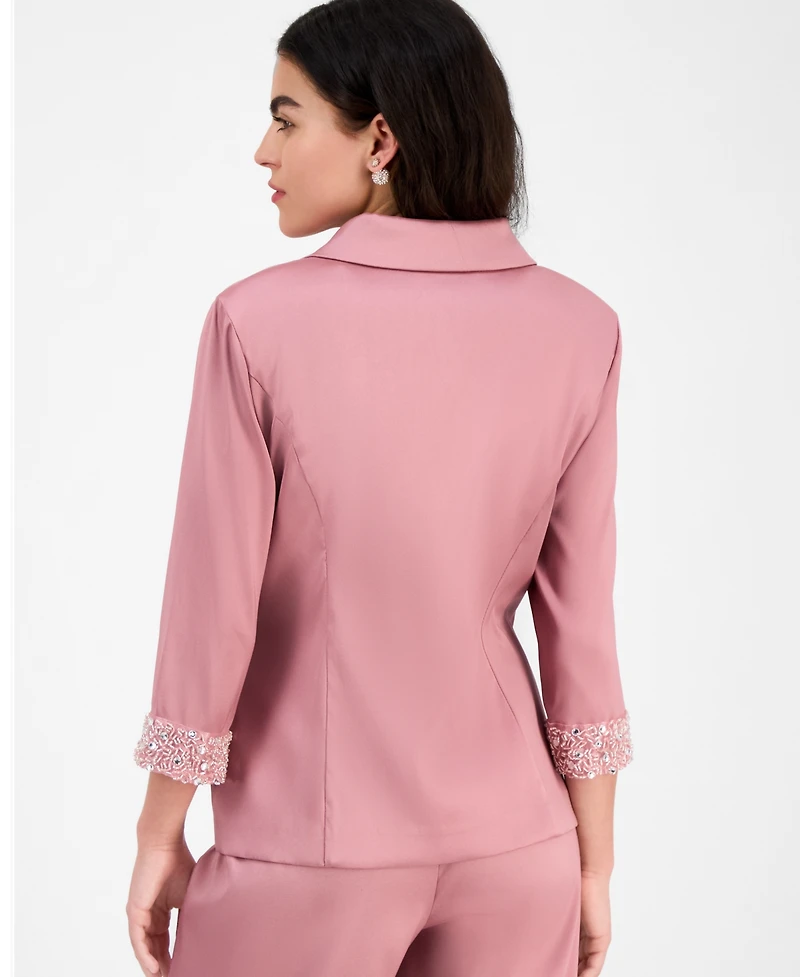 Alex Evenings Petite Notched Collar Button-Front Blouse