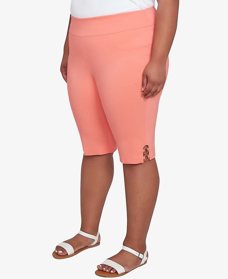 Hearts Of Palm Plus Spring Forward Solid Tech Stretch Pull On Skimmer Pants