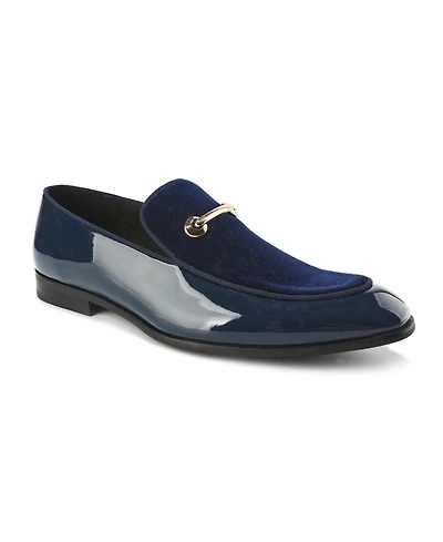 Gino Vitale Men's Velvet & Patent Leather Slip On Dress Loafer