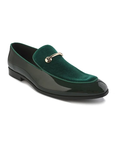 Gino Vitale Men's Velvet & Patent Leather Slip On Dress Loafer