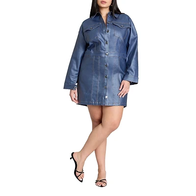 Eloquii Women's Coated Denim Mini Dress