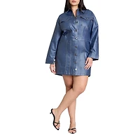 Eloquii Women's Coated Denim Mini Dress