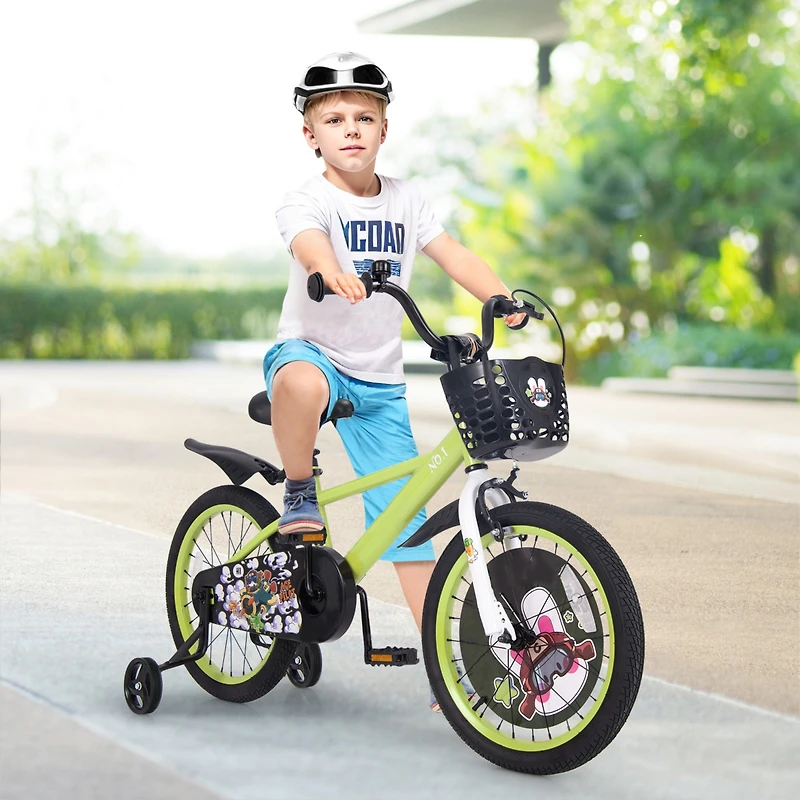 Kids Adjustable Bike with Detachable Training Wheels Safe and Fun Bicycle for Ages 4-8 Years Old