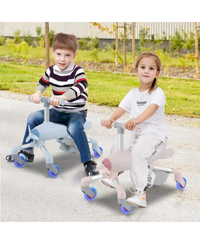 Toddler Push Car Ride-On Toy with Light-Up Wheels and Built-In Seat Storage
