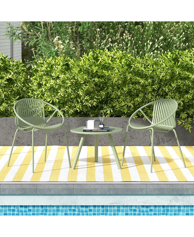 3 Pieces Bistro Set All Weather Pp Patio Conversation with Round Coffee table