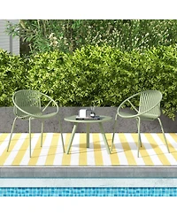 3 Pieces Bistro Set All Weather Pp Patio Conversation with Round Coffee table