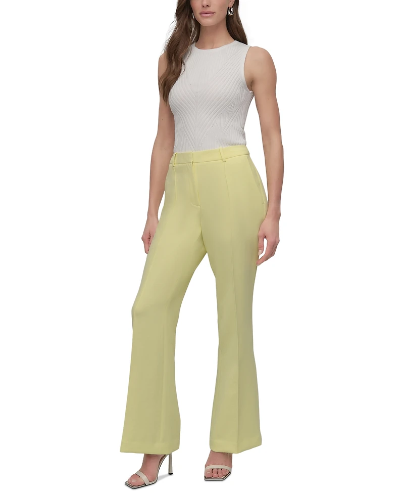 Dkny Petite Mid-Rise Pleated Flare-Leg Pants
