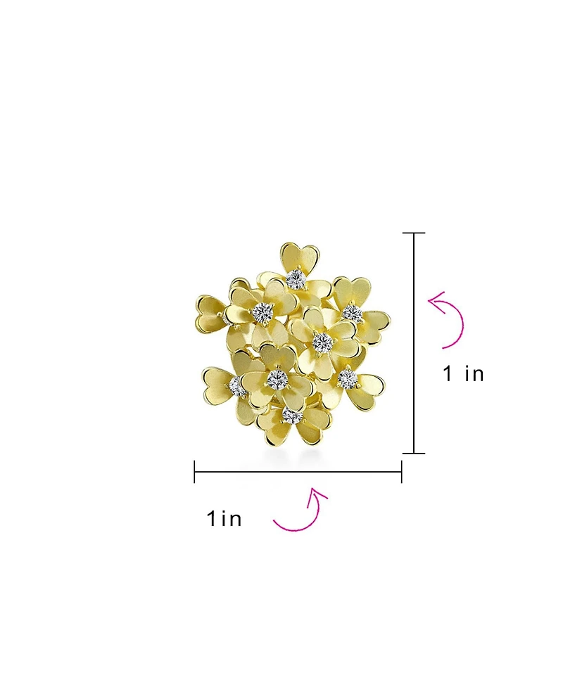 Bling Jewelry Bouquet Of Flower Cubic Zirconia Floral Cz Button Style Clip On Earrings Rose Gold Plated