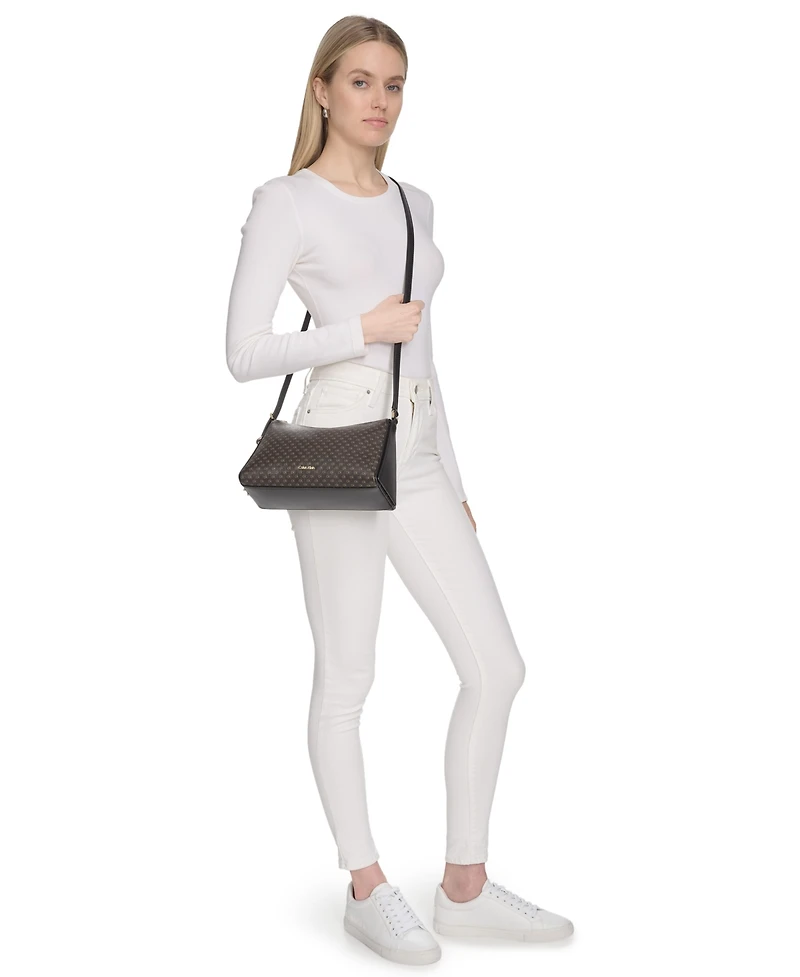 Calvin Klein Mandy Mini Signature Top Zipper Crossbody