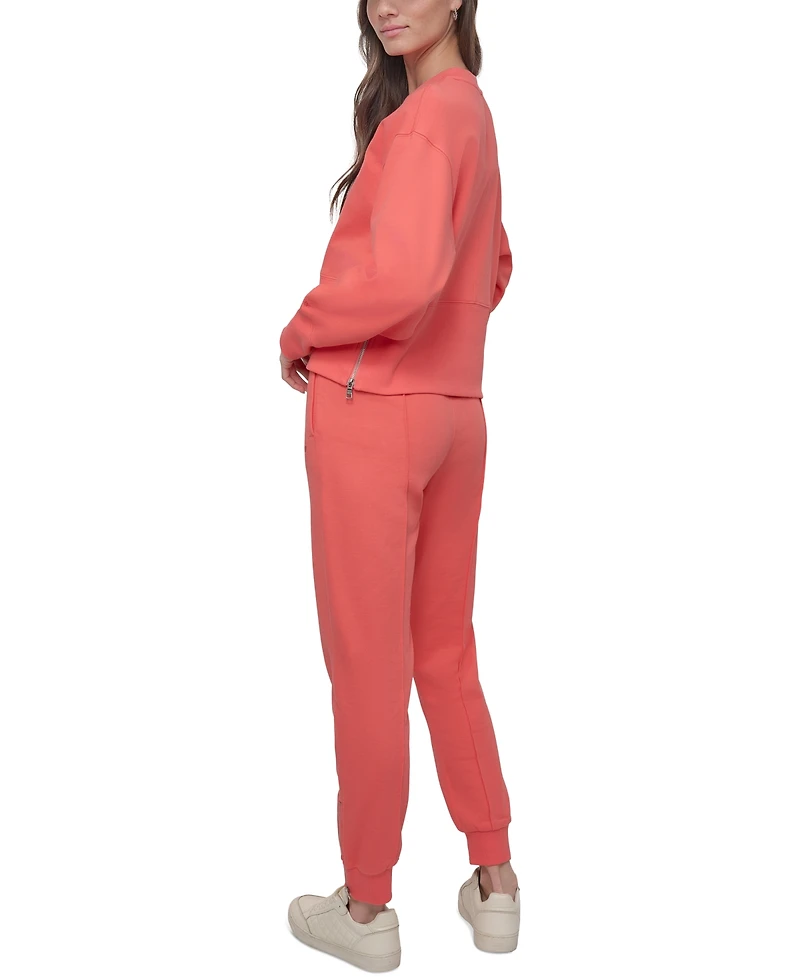 Dkny Sport Women's Cropped Crewneck Side-Zip Sweatshirt
