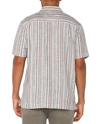 Liverpool Los Angeles Men's Relaxed Fit Short Sleeve Striped Button-Front Shirt