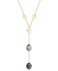 Effy Cultured Black & Tahitian Pearl (9mm) & White Cultured South Sea Pearl (8mm) Necklace in 14k Yellow Gold, 18"