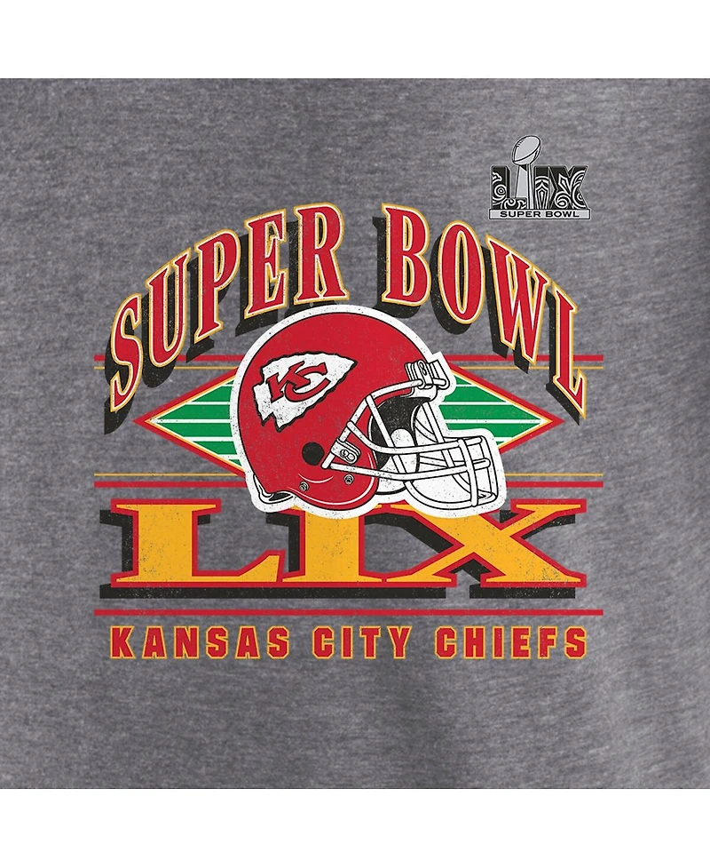 Fanatics Women's Heather Gray Kansas City Chiefs Super Bowl Lix Our Pastime Tri-Blend V-Neck T-Shirt