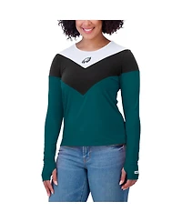 Wear by Erin Andrews Women's Midnight Green/Black Philadelphia Eagles Plus Size Chevron Tri-Blend Long Sleeve T-Shirt