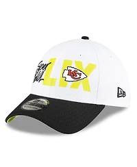 New Era Men's White/Black Kansas City Chiefs Super Bowl Lix 39THIRTY Flex Hat