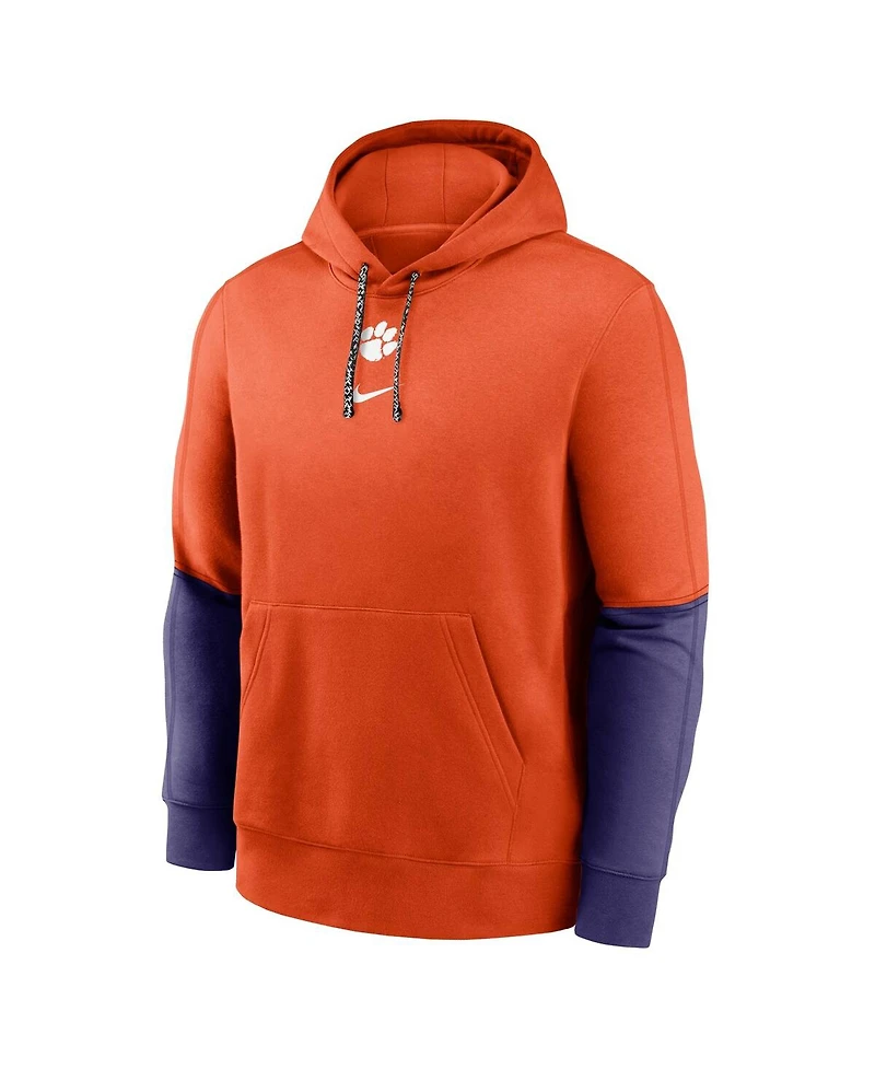 Nike Men's Orange/Purple Clemson Tigers 2024 Sideline Club Pullover Hoodie