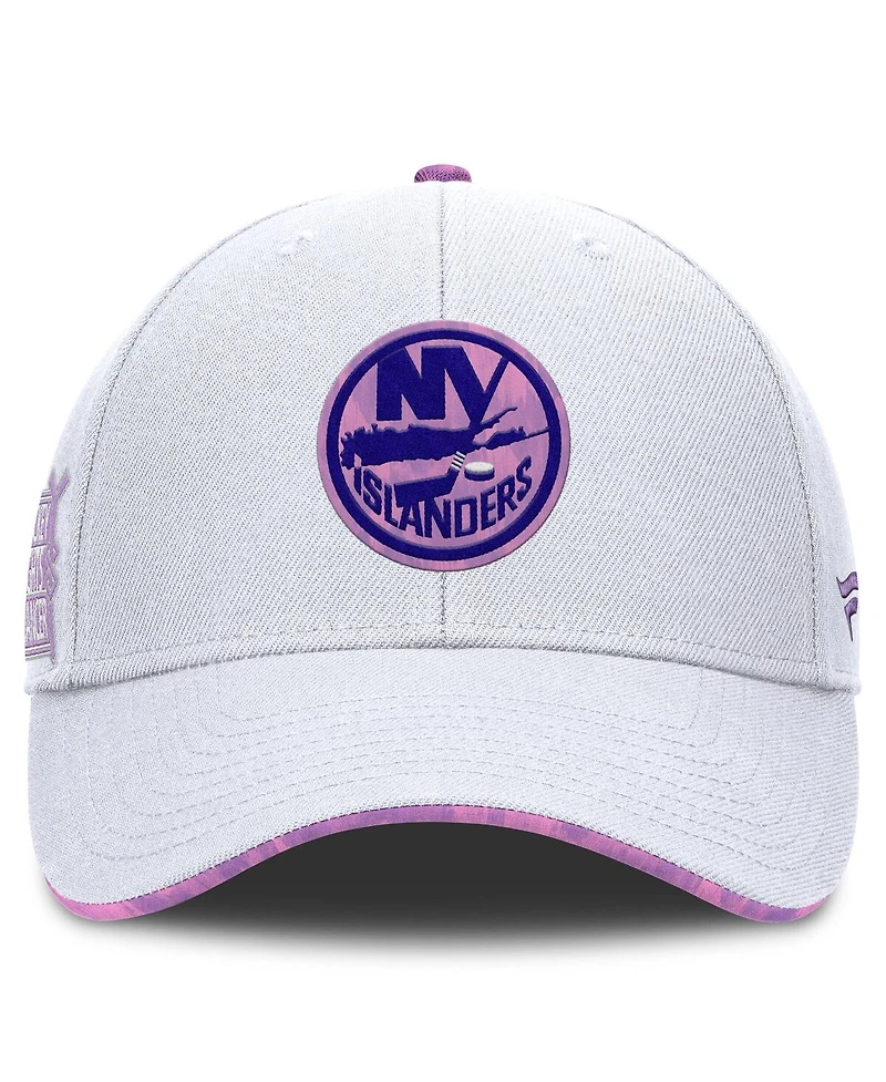 Fanatics Men's White New York Islanders Authentic Pro Hockey Fights Cancer Adjustable Hat