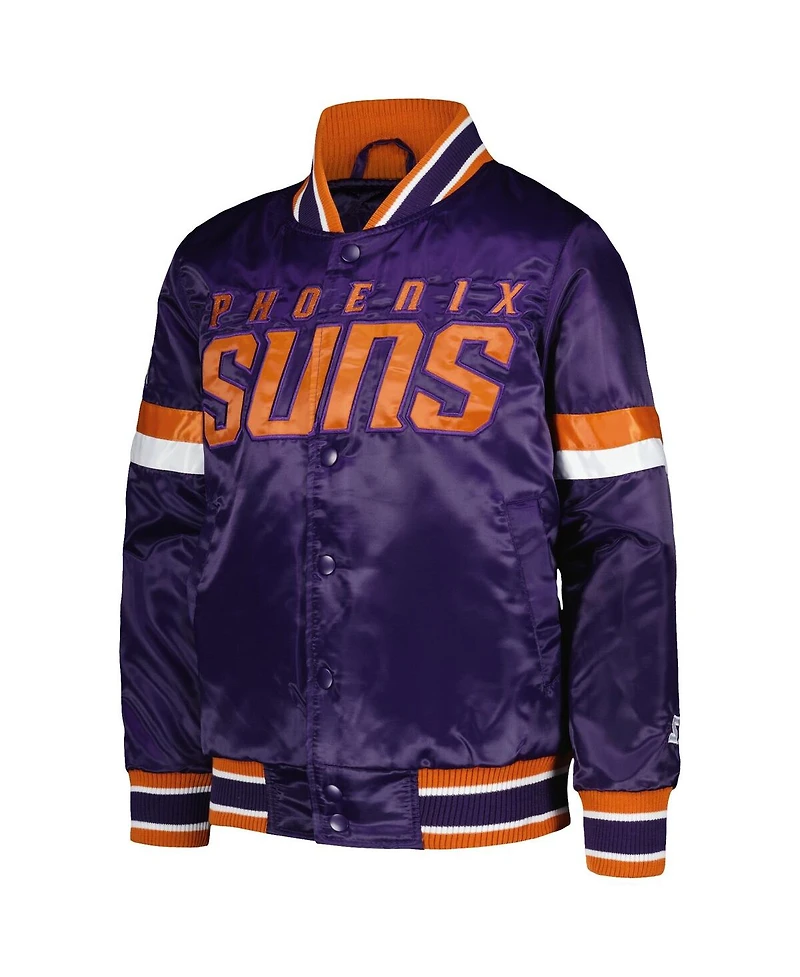Starter Big Boys and Girls Purple Phoenix Suns Home Game Varsity Satin Full-Snap Jacket
