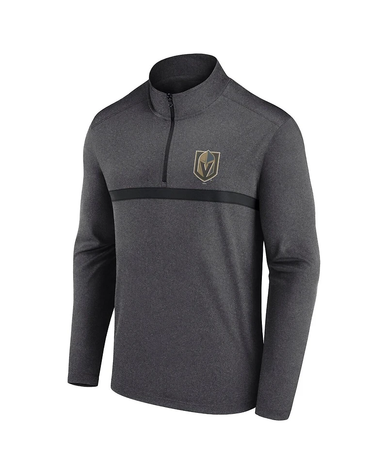 Logo Athletic Men's Heather Charcoal Vegas Golden Knights Head-to-Head Raglan Quarter-Zip Top
