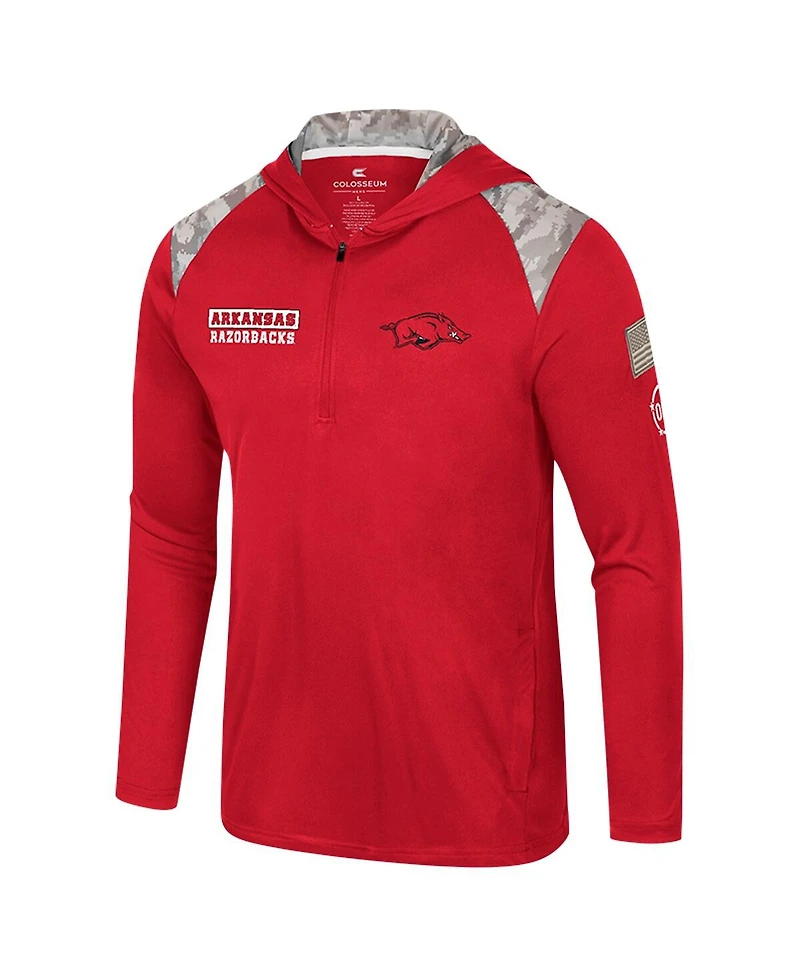 Colosseum Men's Cardinal Arkansas Razorbacks Oht Military Appreciation Quarter-Zip Hoodie Jacket