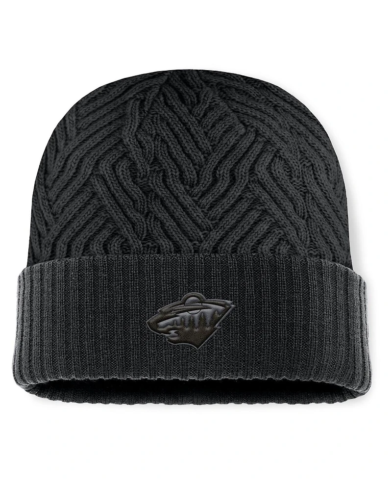 Fanatics Men's Black Minnesota Wild Authentic Pro Road Cuffed Knit Hat