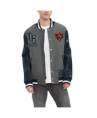 Tommy Hilfiger Men's Heather Gray/Navy Chicago Bears Gunner Full-Zip Varsity Jacket