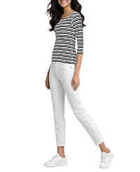 Three Dots Women's Boat-Neck 3/4-Sleeve T-Shirt