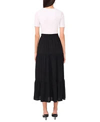 Sam & Jess Women's Challis Maxi Tie-Waist Tiered Skirt