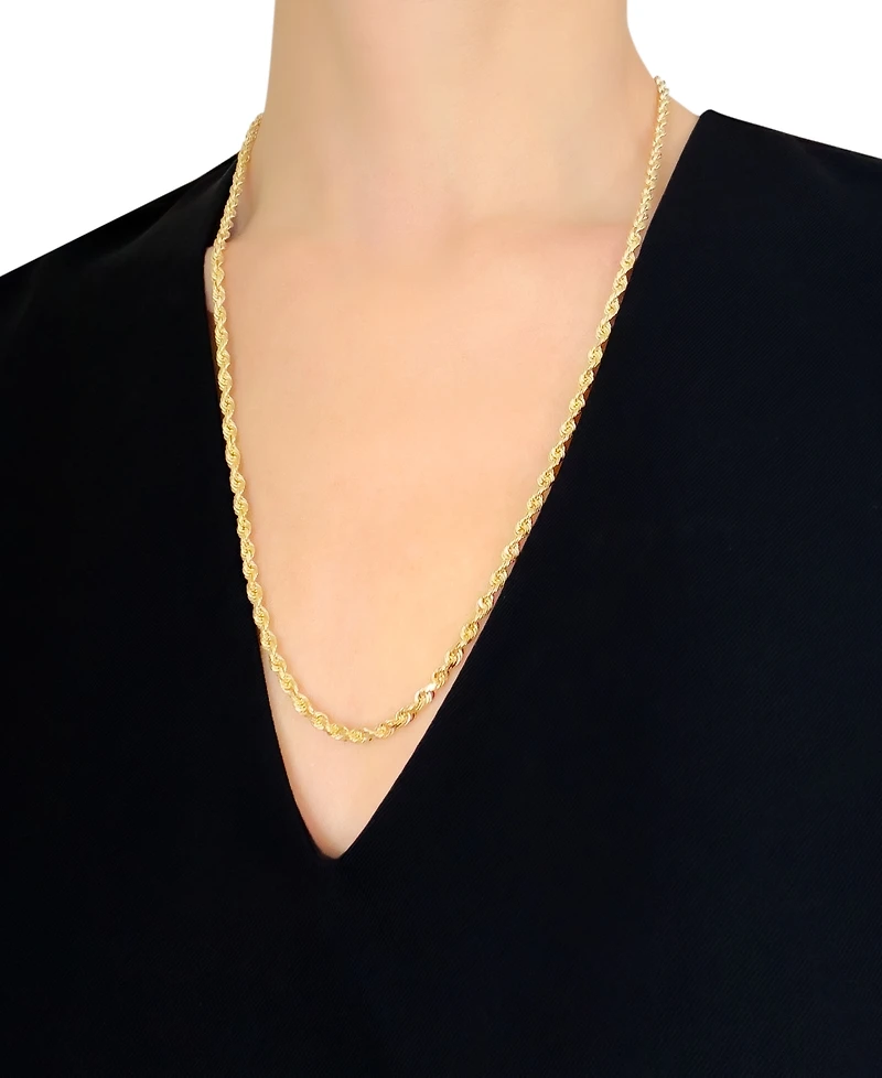 Rope Chain 24" Necklace 3.5mm in 14k Gold