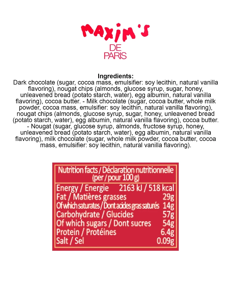 Maxim's De Paris Valentine's Day Large Tin Heart Assorted Nougat Chocolate Bonbons, 6.3 oz