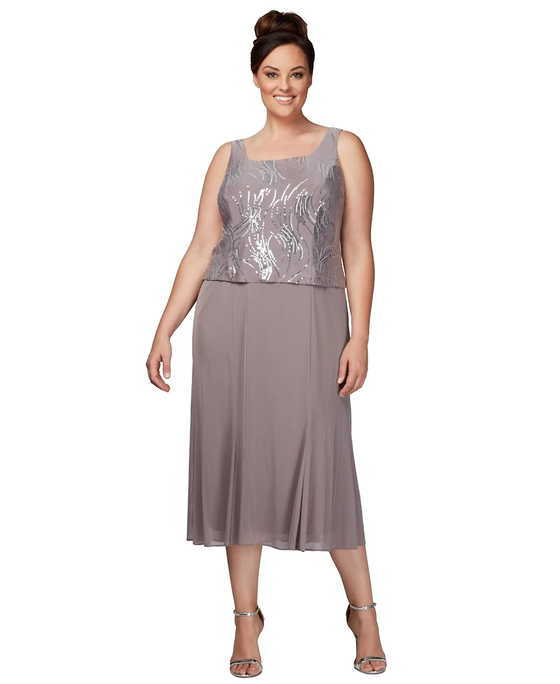 Alex Evenings Plus Sequined Chiffon Dress and Jacket