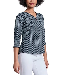 Jones New York Petite Printed 3/4-Sleeve Top