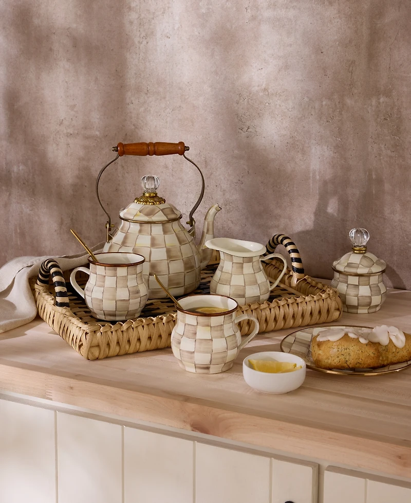 MacKenzie-Childs Mocha Check Lidded Sugar Bowl