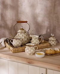 MacKenzie-Childs Mocha Check Lidded Sugar Bowl