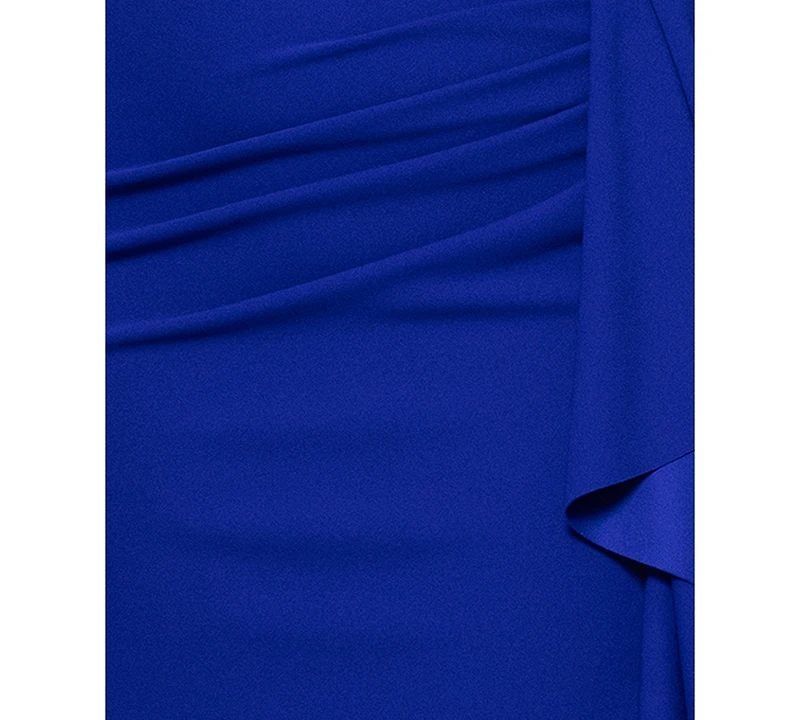 Xscape Plus Size Puff-Sleeve Ruffled Gown
