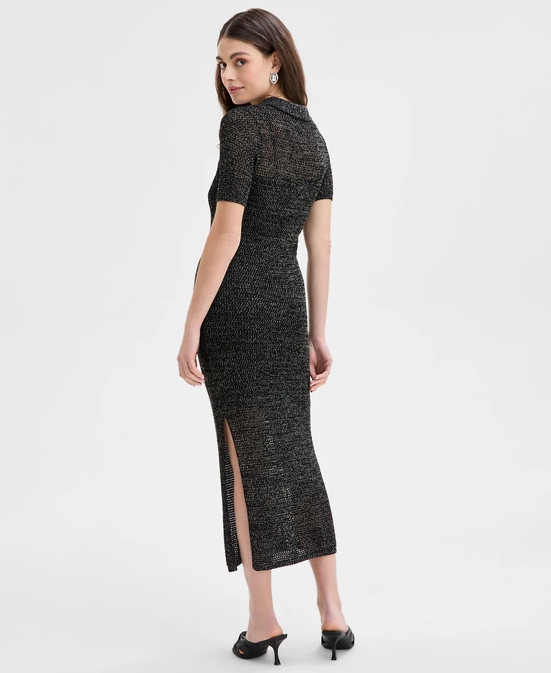 I.n.c. International Concepts Women's Pointelle Collared Sweater Dress, Exclusively at Macy's
