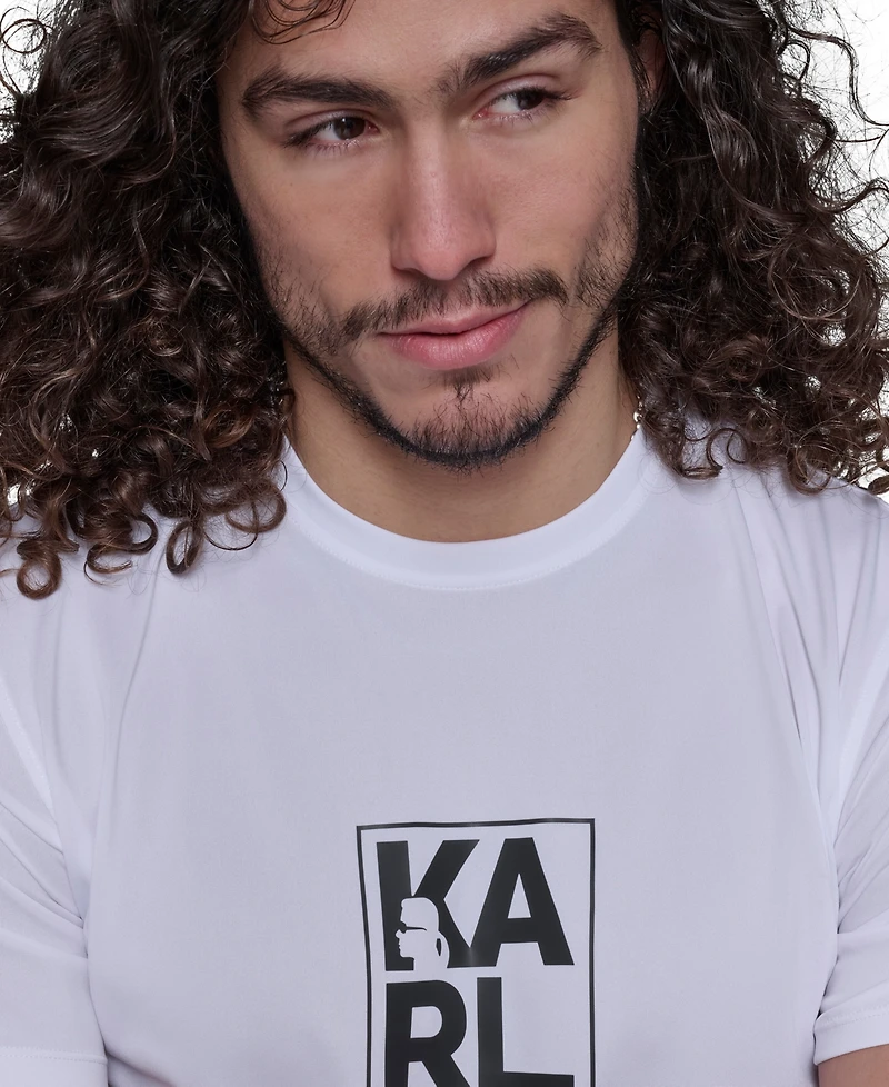 Karl Lagerfeld Paris Men's Regular-Fit Logo Graphic Rash Guard
