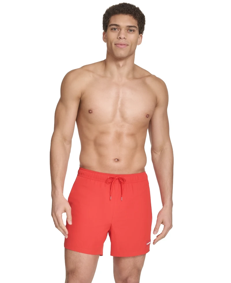 Calvin Klein Men's Core Euro Regular-Fit Quick-Dry 5" Swim Trunks with Compression Short Liner