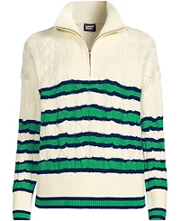 Lands' End Women's Plus Drifter Cable Quarter Zip Sweater